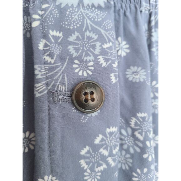 Madewell Blue Floral Paperbag Mini Skirt LARGE Pockets Button Front Feminine L - Picture 6 of 6